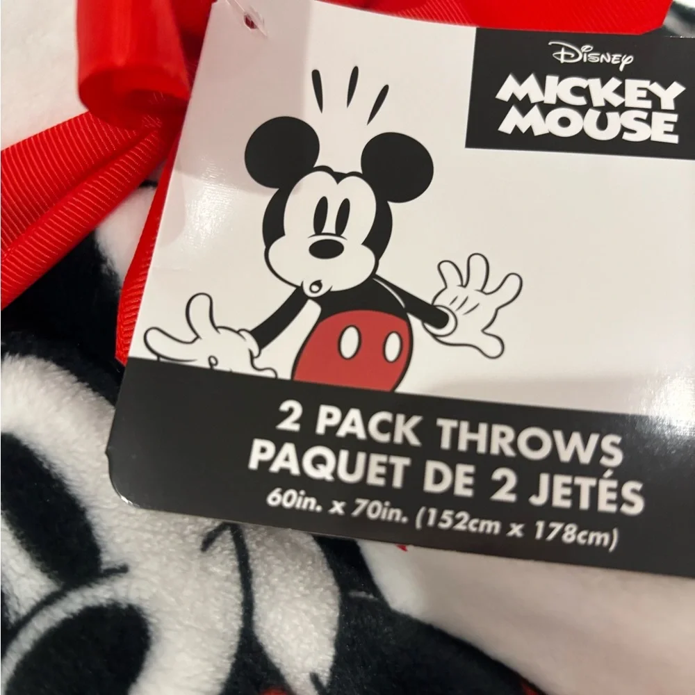 NWT Disney Minnie & Mickey mouse 2 pack Blanket Set - 60” x 70”